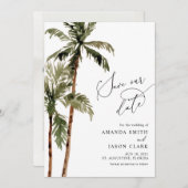 Palm Tree Tropical Island Minimal Beach Rett The D Einladung (Vorne/Hinten)