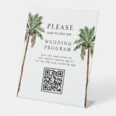 Palm Tree Tropical Island QR Code Wedding Program Sockelschild (Vorderseite)