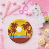 Palm Tree Tropical Island Sunset Pappteller (Party)