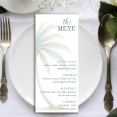 Palm Tree Tropical Island Watercolor Green Menu Menükarte