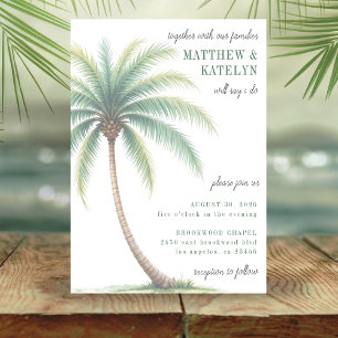 Palm Tree Tropical Island Watercolor Green Wedding Einladung