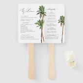 Palm Tree Tropical Minimal Beach Hochzeitsprogramm Fächer (Vorne und Hinten)