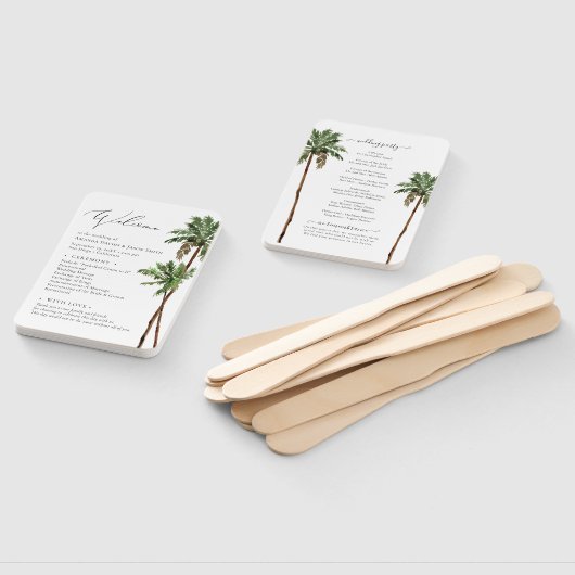 Palm Tree Tropical Minimal Beach Hochzeitsprogramm Fächer (Non-assembled)