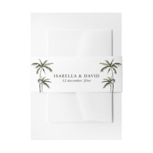 Palm Tree Tropical Minimal Green Wedding Einladungsbanderole