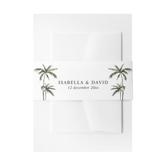 Palm Tree Tropical Minimal Green Wedding Einladungsbanderole (Vorderseite Beispiel)