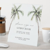 Palm Tree Tropical | Minimal Wedding Guest Book Sockelschild (In Situ)