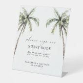 Palm Tree Tropical | Minimal Wedding Guest Book Sockelschild (Vorderseite)