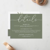 Palm Tree Tropical | Minimale Details zur Hochzeit Mitteilungskarte (Vorderseite/Rückseite Beispiel)