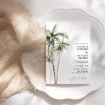 Palm Tree Tropical | Minimale einfache Hochzeit Einladung<br><div class="desc">Sandstrände und warme Brisen sind das, worum es bei diesem Design geht. Bewundern Sie Ihr tropisches Hochzeitsthema mit unserem einfachen, minimalen Palmendesign. Dieses Design ist vollständig anpassbar und hat einen farbigen Hintergrund auf der Rückseite - wenn Sie ein Foto suchen, besuchen Sie unsere Shops 'Tropische Palmenhaine' Kollektion für mehr Optionen!...</div>
