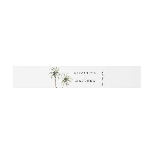 Palm Tree Tropical | Minimale Hochzeit Einladungsbanderole (Flach)