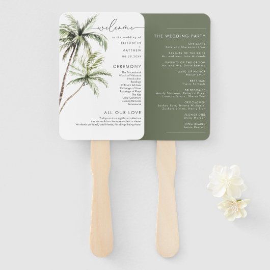 Palm Tree Tropical | Minimale Hochzeit Fächer (Vorne und Hinten)