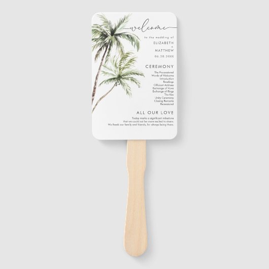 Palm Tree Tropical | Minimale Hochzeit Fächer (Vorderseite)