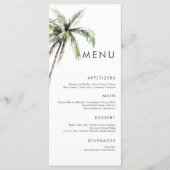 Palm Tree Tropical | Minimale Hochzeit Menükarte (Vorderseite)
