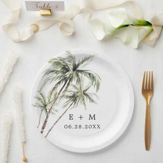 Palm Tree Tropical | Minimale Hochzeit Pappteller (Hochzeit)
