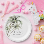 Palm Tree Tropical | Minimale Hochzeit Pappteller (Party)