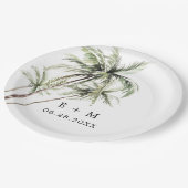 Palm Tree Tropical | Minimale Hochzeit Pappteller (Schrägansicht)