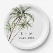 Palm Tree Tropical | Minimale Hochzeit Pappteller (Vorderseite)