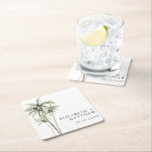 Palm Tree Tropical | Minimale Hochzeit Rechteckiger Pappuntersetzer (Vor Ort)