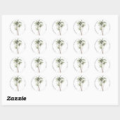 Palm Tree Tropical | Minimale Hochzeit Runder Aufkleber (Blatt)