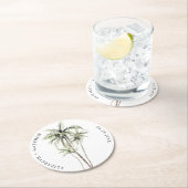 Palm Tree Tropical | Minimale Hochzeit Runder Pappuntersetzer (Vor Ort)