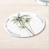 Palm Tree Tropical | Minimale Hochzeit Runder Pappuntersetzer (Angewinkelt)