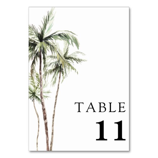 Palm Tree Tropical | Minimale Hochzeit Tischnummer (Vorderseite)