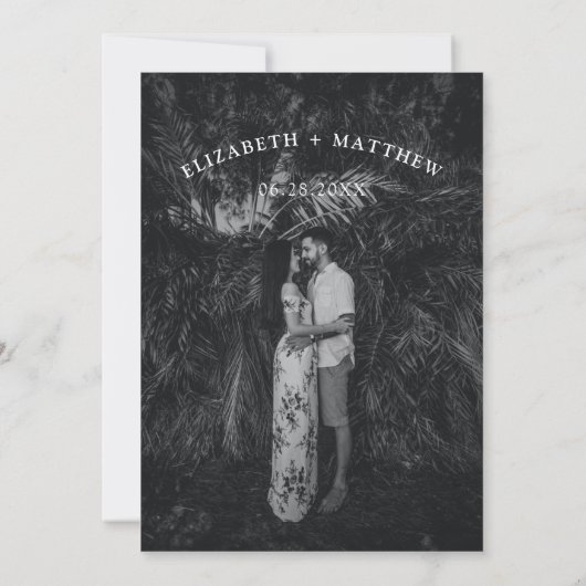 Palm Tree Tropical | Minimales Hochzeitssemble Einladung (Rückseite)