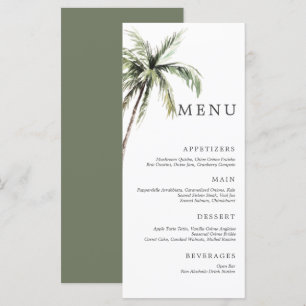 Palm Tree Tropical Minimales Serif-Menü für Hoch Menükarte
