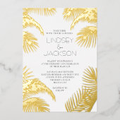 Palm Tree Tropical Minimalistisch Beach Wedding Go Folieneinladung (Vorderseite)