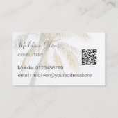 Palm Tree Tropical Modern QR Code Visitenkarte (Rückseite)