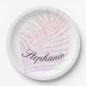 Palm Tree Tropical Pink Patterns Individuelle Name Pappteller (Vorderseite)