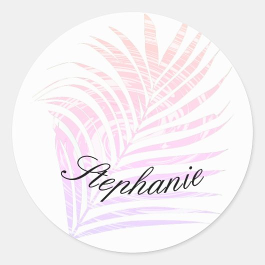 Palm Tree Tropical Pink Patterns Individuelle Name Runder Aufkleber (Vorderseite)