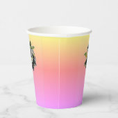 Palm Tree Tropical Pink Yellow Ombre Papiertasse Pappbecher (Rechts)