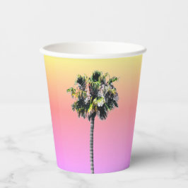 Palm Tree Tropical Pink Yellow Ombre Papiertasse Pappbecher