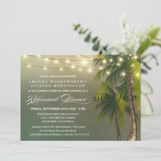 Palm Tree Tropical Probe Einladung (Stehend Vorderseite)