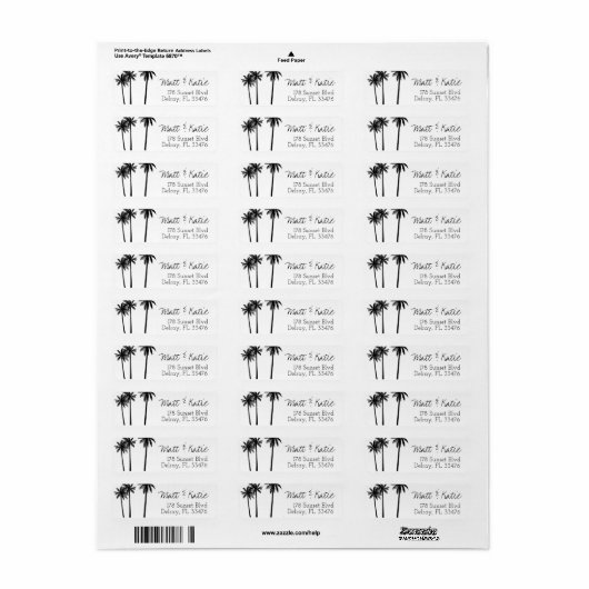 Palm Tree Tropical Return Address Label (Vorne)