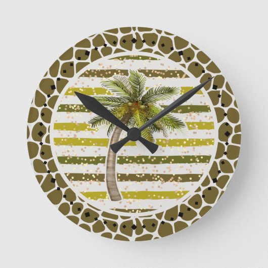 Palm Tree Tropical Runde Wanduhr (Vorderseite)