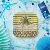 Palm Tree Tropical Square Pappteller (Party)