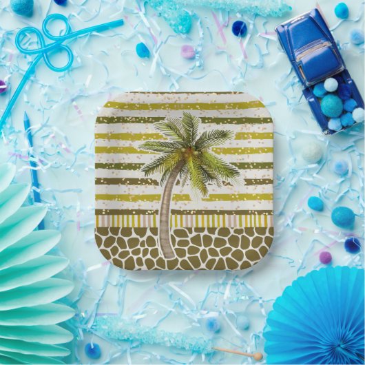 Palm Tree Tropical Square Pappteller (Party)