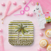 Palm Tree Tropical Square Pappteller (Party)