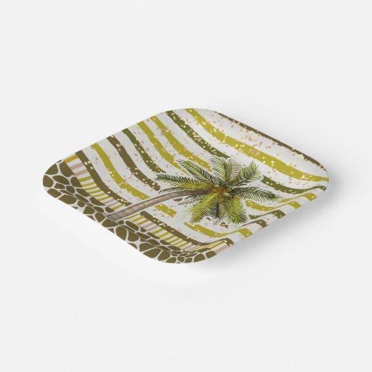 Palm Tree Tropical Square Pappteller (Gewinkelt)