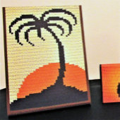 Palm Tree Tropical Sunset Designer Crochet Print Sockelschild