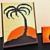 Palm Tree Tropical Sunset Designer Crochet Print Sockelschild