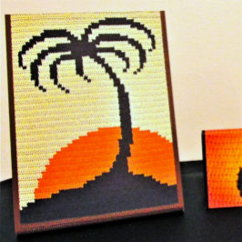 Palm Tree Tropical Sunset Designer Crochet Print Sockelschild
