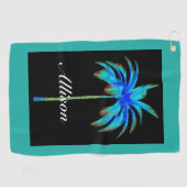 Palm Tree Tropical Turquoise Personalisiert Golfhandtuch (Horizontal)