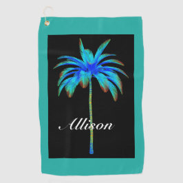 Palm Tree Tropical Turquoise Personalisiert Golfhandtuch