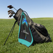 Palm Tree Tropical Turquoise Personalisiert Golfhandtuch (Gras)