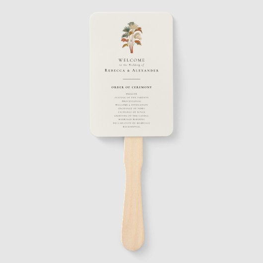 Palm Tree Tropical Wedding Custom Program Fächer (Vorderseite)