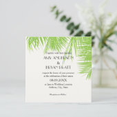 Palm Tree Tropical Wedding Einladung (Stehend Vorderseite)
