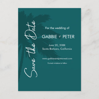 Palm Tree Typografie Moderne, Save the Date Aquama Postkarte
